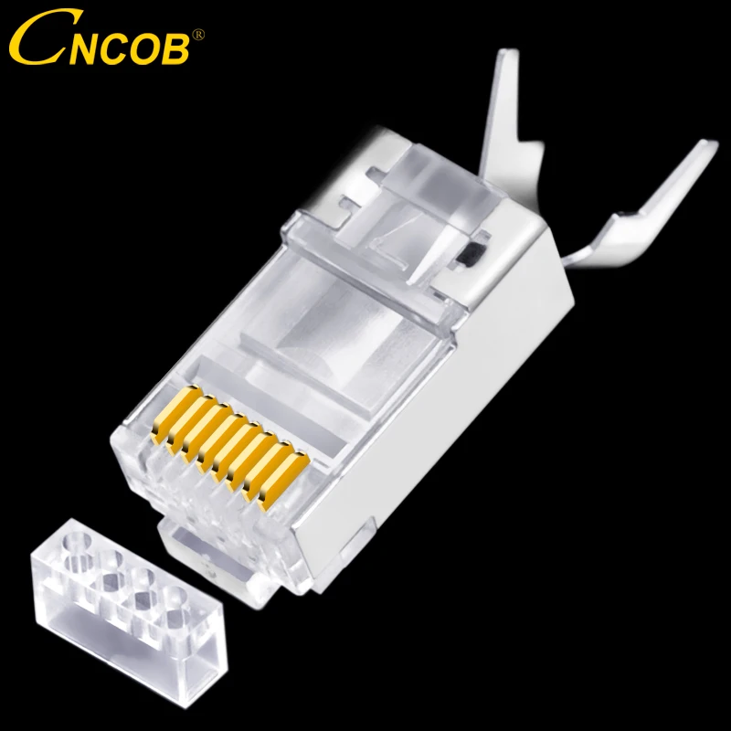 

Cat7 10 Gigabit Ethernet Connector, 50u Gold-plated Two-piece Cat 7 Cat6a Network Plug with Tail Inner Wire OD max 1.45mm