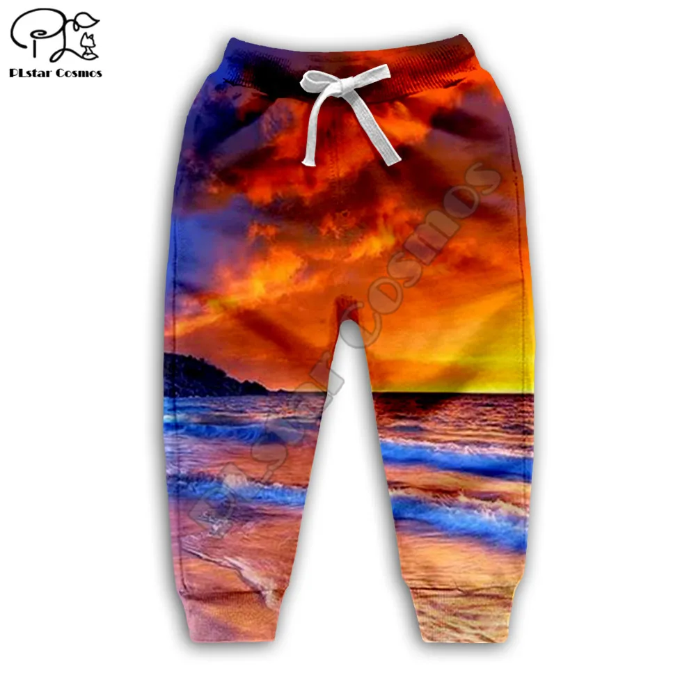 

PLstar Cosmos Blue Sea Waves 3D Print 2021 New Fashion Pants Boy/Girl Kawaii Sweatpants Long Pants Casul Children Wear Style-W28