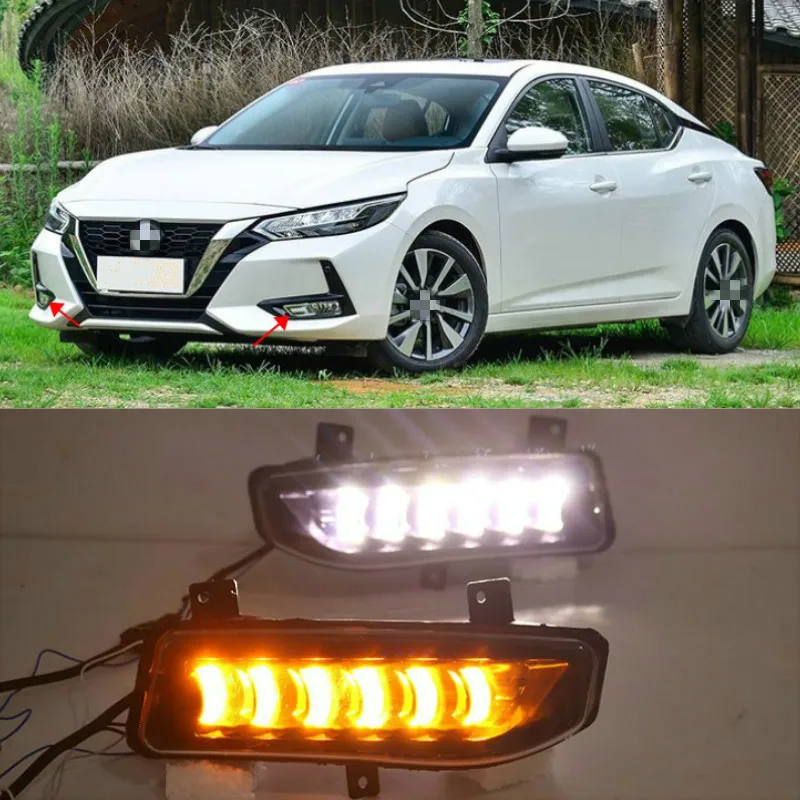 2Pcs LED Daytime Running Light Car Accessories Waterproof 12V DRL Fog Lamp Decoration For Nissan Sentra Sylphy 2019 2020