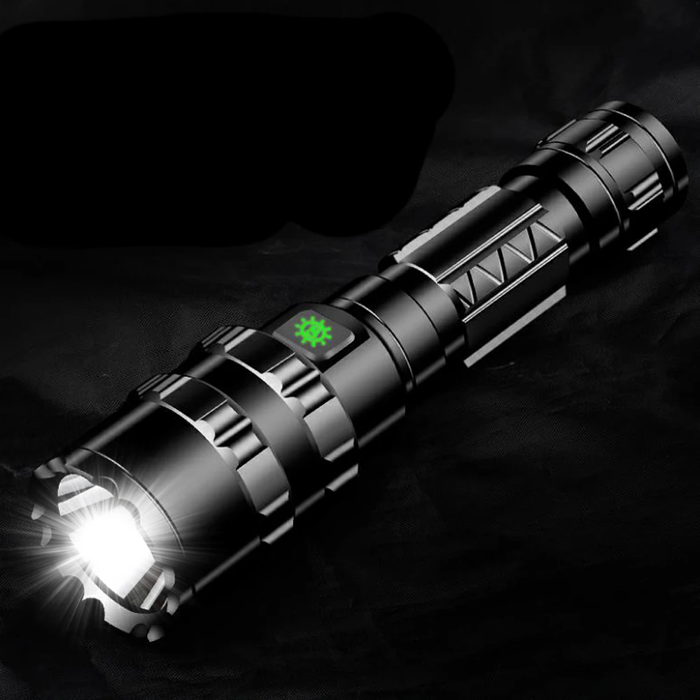 

White/Green/Red Tactical Flashlight 5 Modes USB Rechargeabl Flashlight with Pressure Switch Mount Hunting Torch Rifle Gun