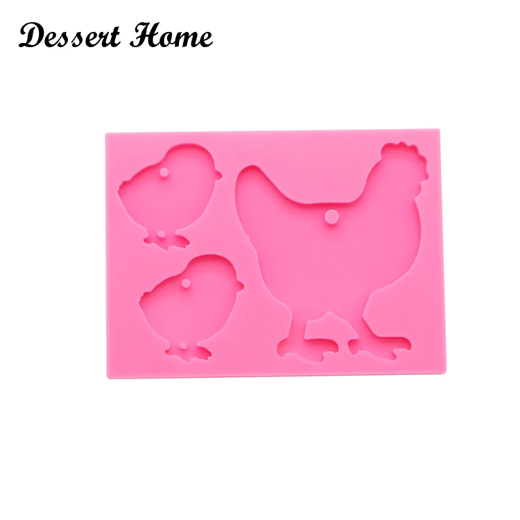 DY0100 DIY Chicken mother baby epoxy resin molds microphone silicone mold for keychains Jewelry Making Tools