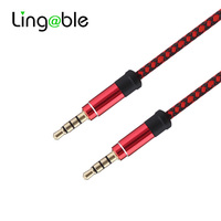 Lingable Audio Jack Cable 3.5mm 4 Pole 3.5mm Jack male to male cables 1.5m Plug Audio AUX Cable With Nylon Sleeved For Lead MP4