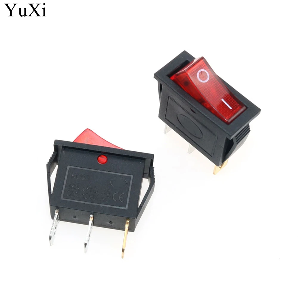 YuXi KCD3 Rocker Switch With LED Light 16A 250V / 20A 125V AC 3 Pin 2 Position ON-OFF Electrical equipment Power switch 14x31mm