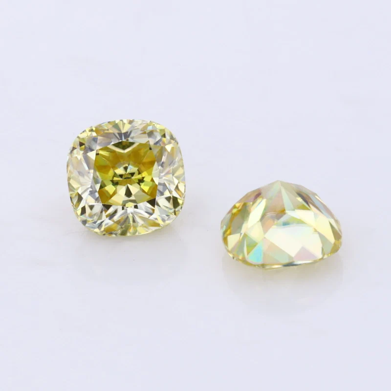 Electroplating  Moissanite Yellow Color Cushion 6X6mm  Loose Moissanites Stone For Ring Setting