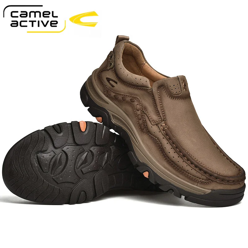 Camel Active Men\'s Shoes Autumn Outdoor Wearable Non-slip Matte Genuine Leather Daily Large Casual Man Shoes Cowhide Footwear