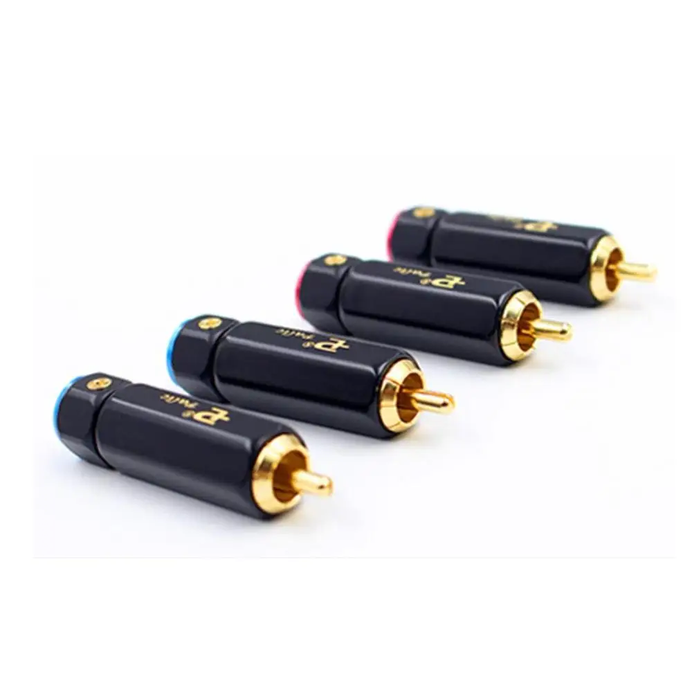 Colleimage  Hifi Palic High Quality Gold Plated RCA Plug Hi-end Self-locking A/V Connector For Diy Audio Cable