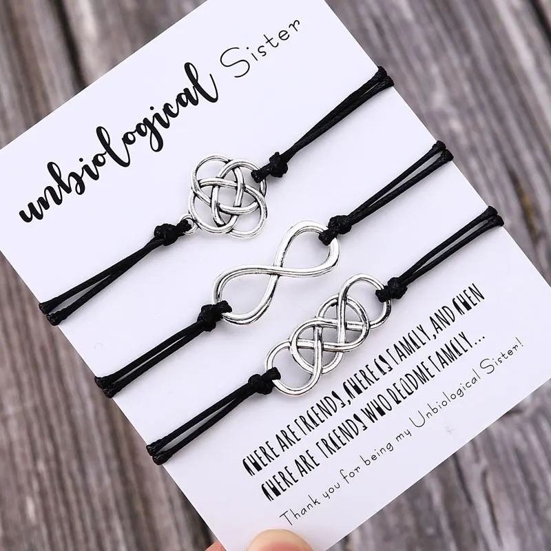 A SET- Unbiological Sisters Soul Sister Love Adjustable Bracelets Women Girls Unisex Jewelry Friendship Gift Drop Shipping