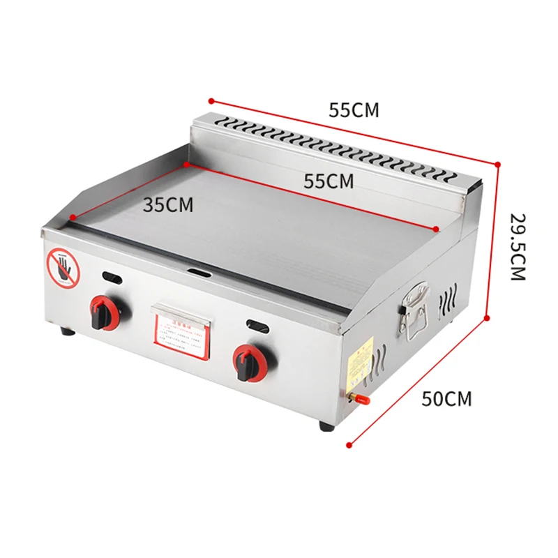 

Countertop Griddle Grill Grooved and Flat Top Roaster Commercial Teppanyaki Equipment Stainless Steel Steak Grill Pan, Gas Type