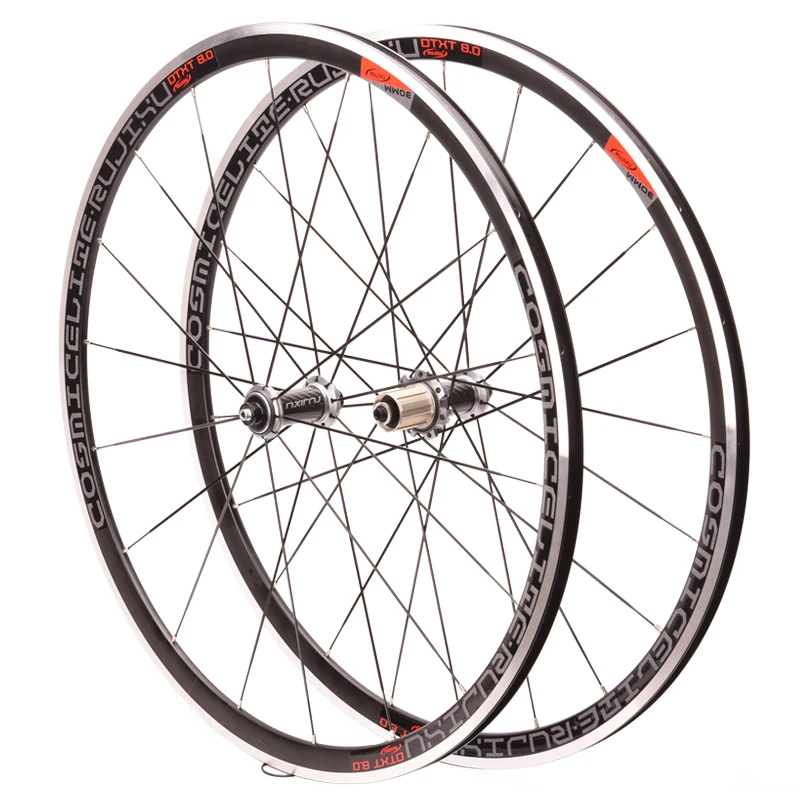 Ultra light 700C height 30MM straight pull spokes road wheel set V / C brake front two rear four bearing bicycle bike wheelset