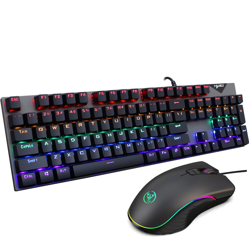 

Mechanical Keyboard +A867 Mouse Wired Gaming Keyboard RGB Mix Backlit 104 Blue Switch For Game Laptop PC High Quality Practical