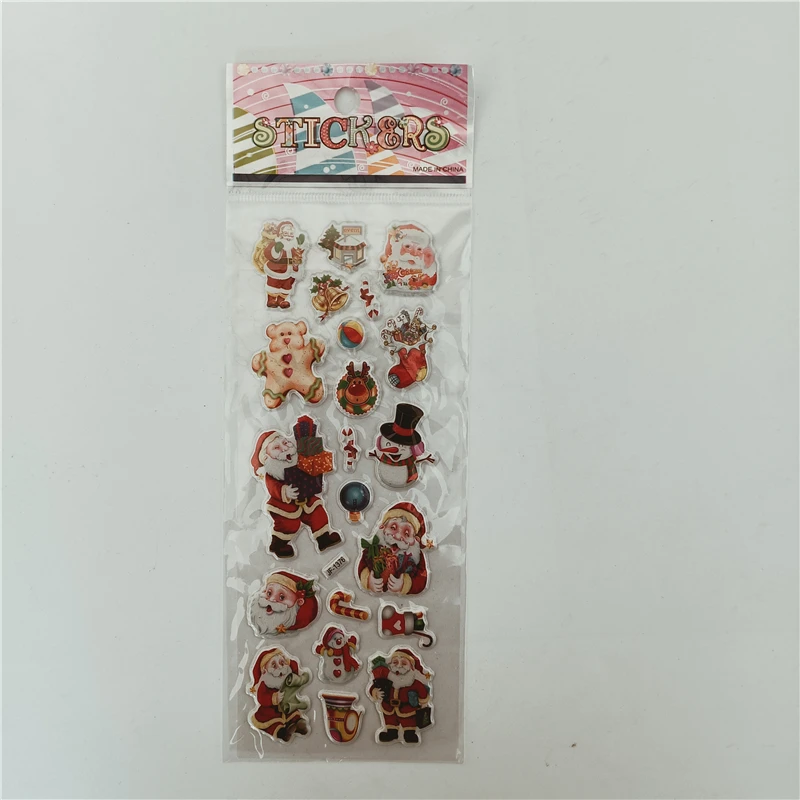 6pcs Santa Claus Puffy Stickers Kawaii DIY Scrapbook Reward Notebook 3D Sticker Toys Christmas Tree Kids Gift