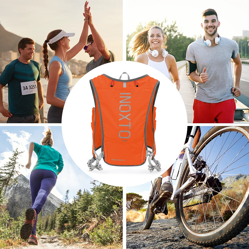 Quick-drying running backpack 5L, ultra-light hydrating vest mountain bike bag, breathable, 1.5L water bag 250ML water bottle