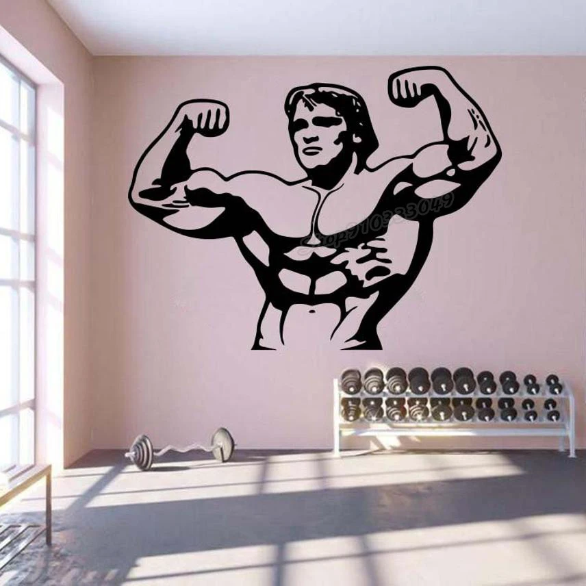 Bodybuilders Wall Decal Workout Athletic Gym Muscle Fitness Bodybuilding Healthy Wall Sticker Gym Room Decor Vinyl Decal B235