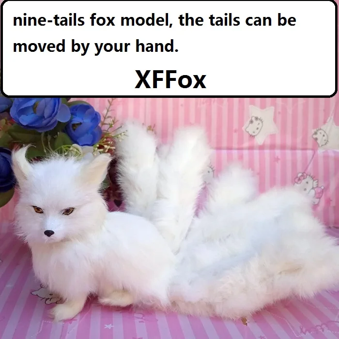 

cute real life white nine-tails fox model plastic&furs simulation squating fox gift about 35x15cm xf2873