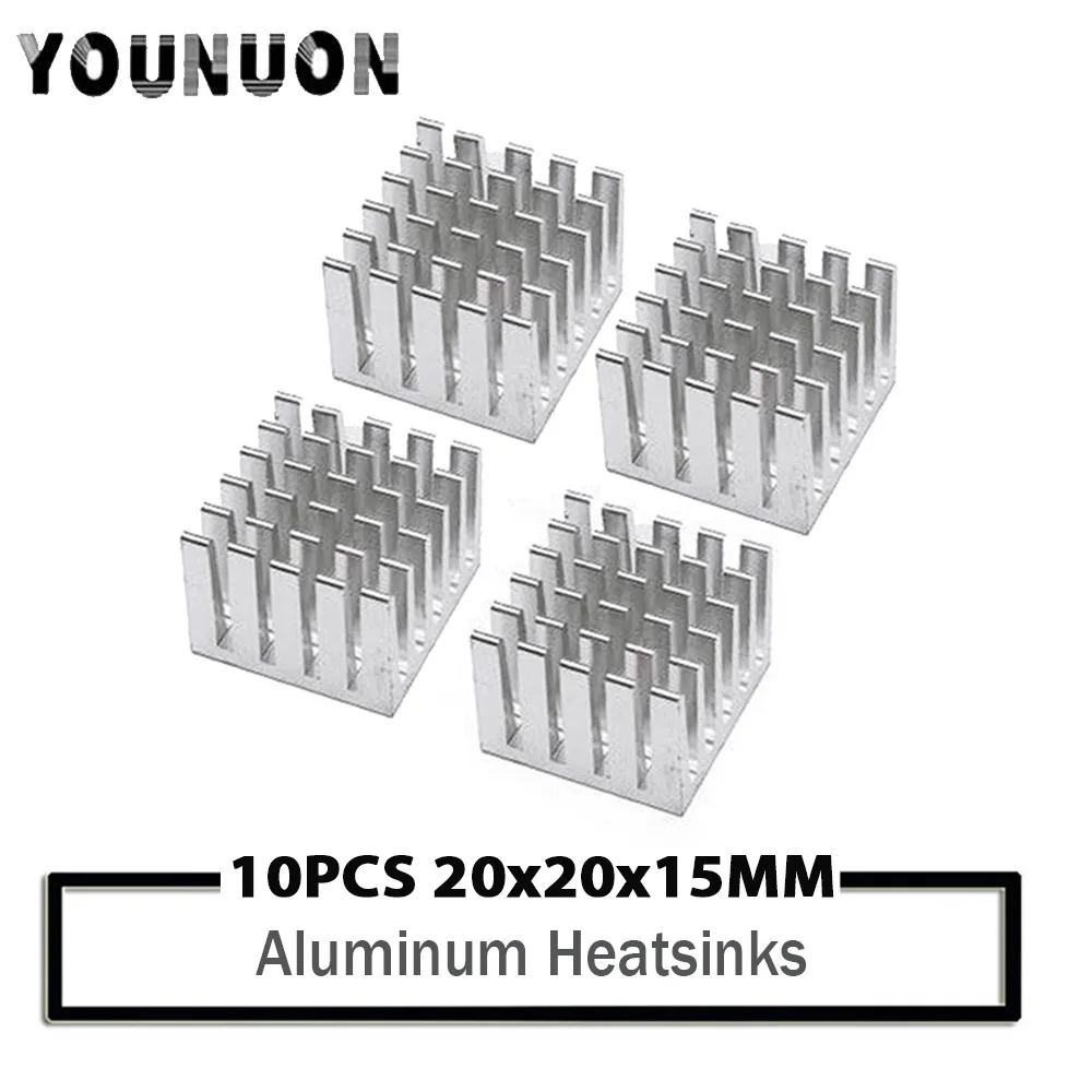 

YOUNUON 10pcs 20x20x15mm Heatsink VGA RAM IC LED Power Aluminum Heat Sink With Thermal Pad 20mm x 15mm