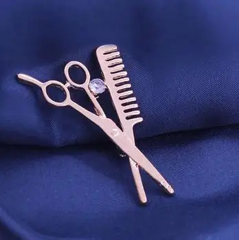 Korean version of men\'s small suit shirt wear barber comb scissors shape jewelry pin collar pin brooch