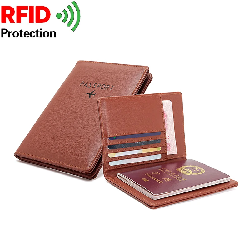 Good Quality Shielding Rfid NFC Passport Wallet Protect Credit Card Holders Multi-function Unisex Leather Travel Passport Covers