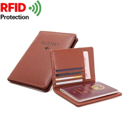 Goede Kwaliteit Afscherming Rfid Nfc Paspoort Wallet Bescherm Credit Card Houders Multifunctionele Unisex Lederen Travel Paspoort Covers