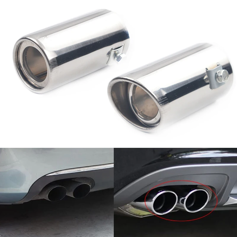 50mm Universal Car Exhaust Tailpipe Nozzle for Muffler Tube Stainless Steel Slip On Chrome Silver Style