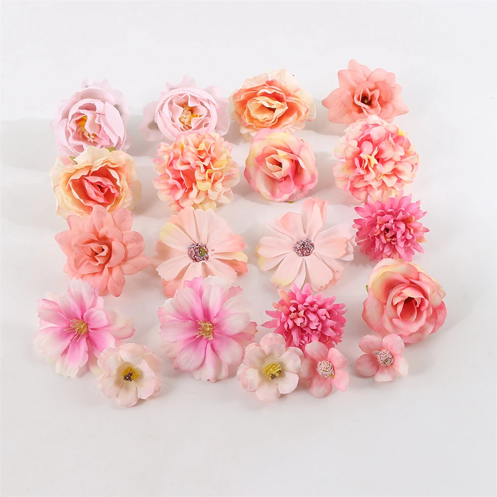 1Bag Artificial Flower Head For Home Decor Wedding Flowers Wall Decoration DIY Hair Accessories Corsage Handmade Craft Material