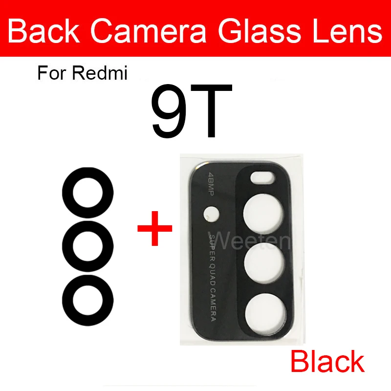 Lente de cristal de cámara trasera para Xiaomi Redmi 9T, piezas de repuesto para reparación de lentes de cámara trasera