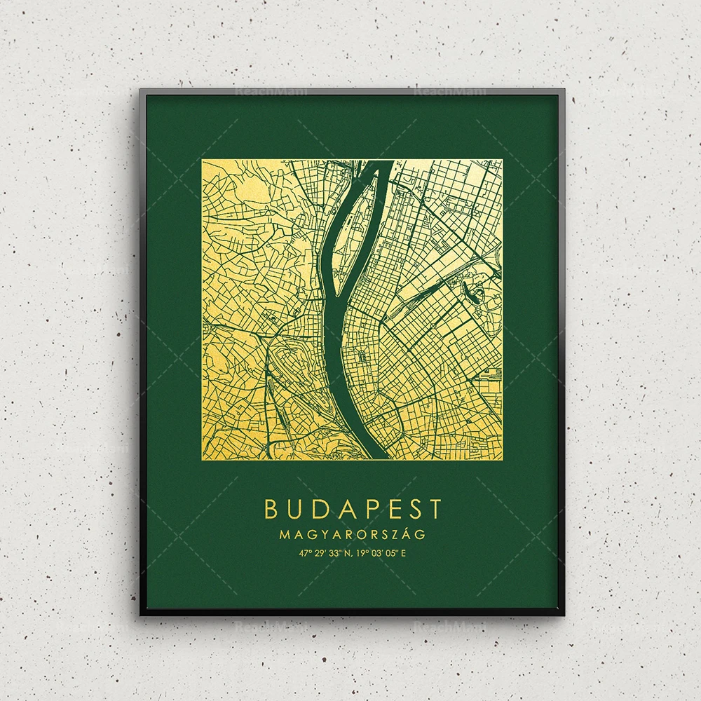 Budapest modern art print street map poster, Budapest minimalist map decoration gift