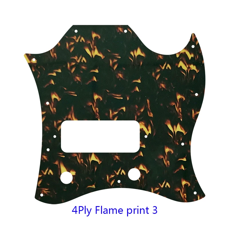 Fei Man Custom Parts - For Gib Standard SG Full Face Guitar Pickguard Route Bridge P90 Humbuckers Scratch Plate Flame Pattern