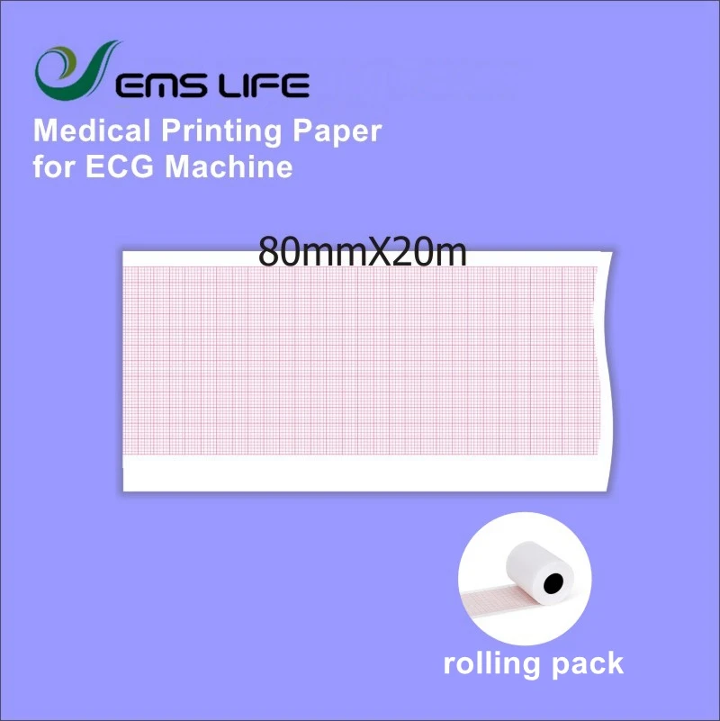 medical printing paper compatible for patient monitor EKG machine 80*20 rolling 10pcs packing