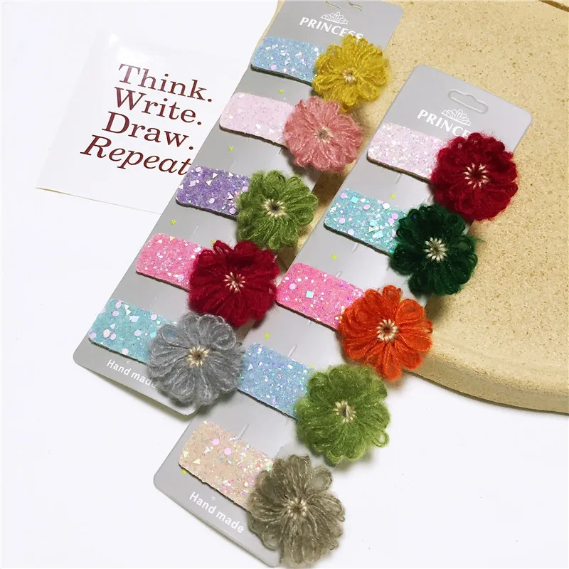 10Pcs Knitting Flower Applique Patches DIY Craft Earrings Hairpin Jewelry Clothing Hats Accessories Handmade Materials Ornaments