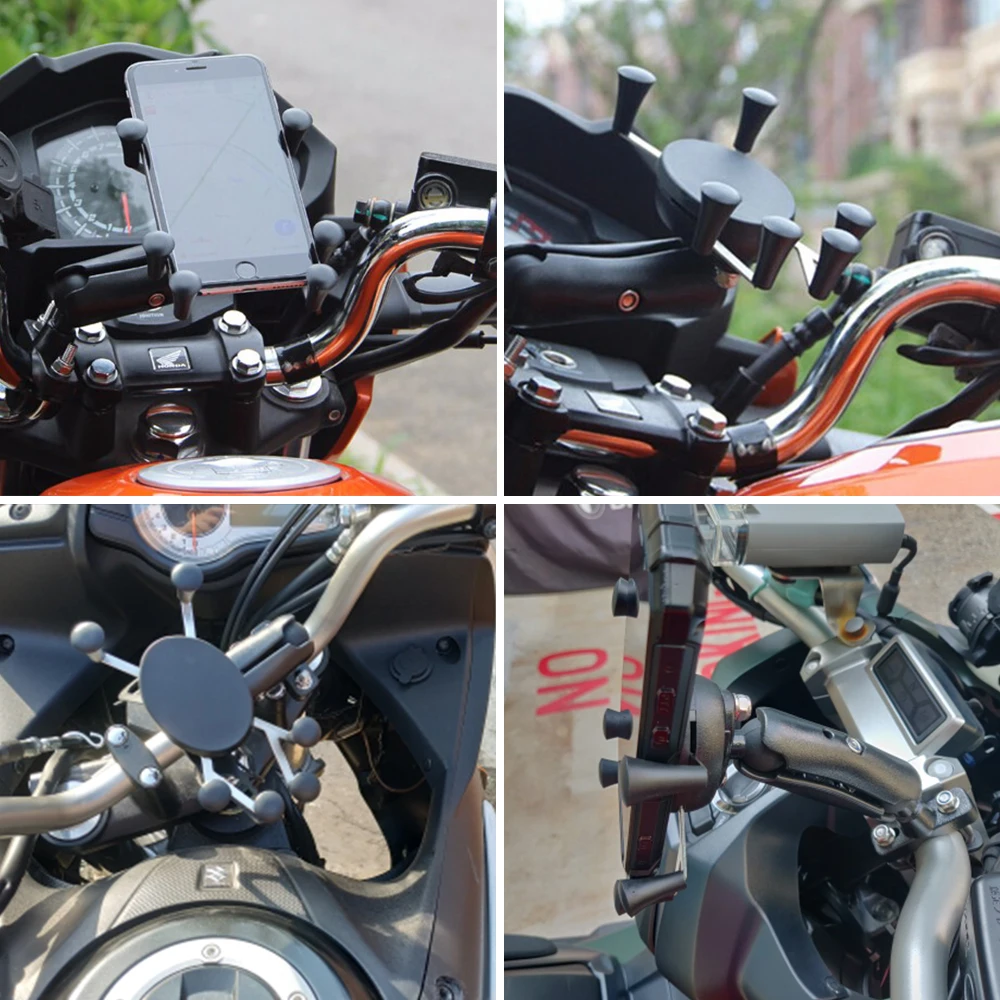 Motorcycle Phone Holder Bicycle Phone Holder Bike Handlebar Support Motor Mount Card slots For 3.5-6.3 inch