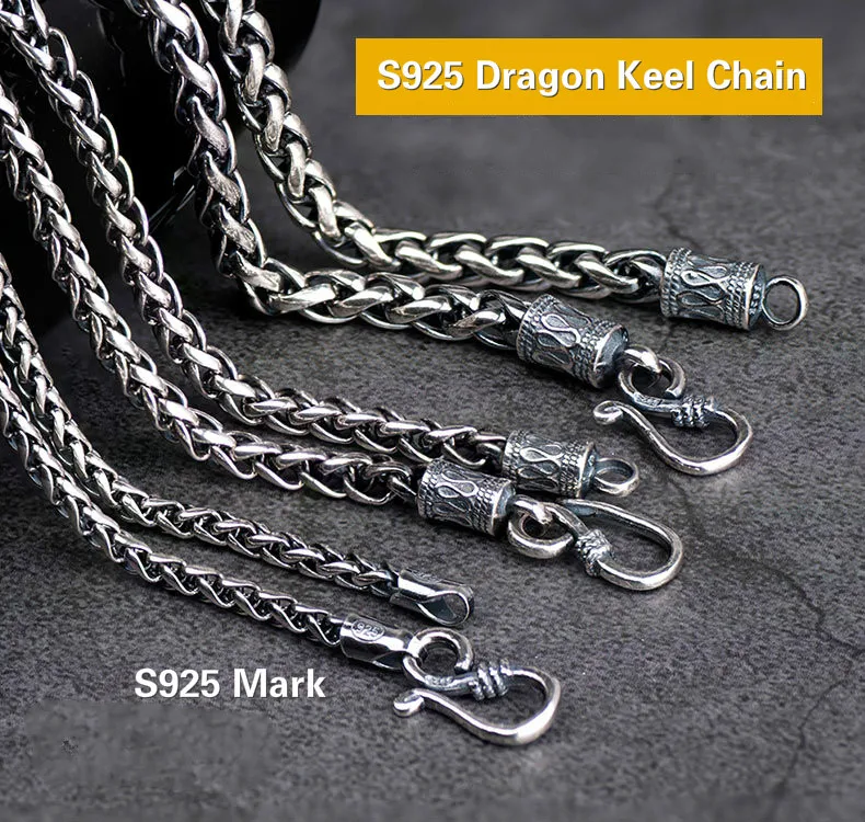 S925 Metal Making 3mm,4mm,5mm Dragon Keel Chain as Men Gift and with Wood Box