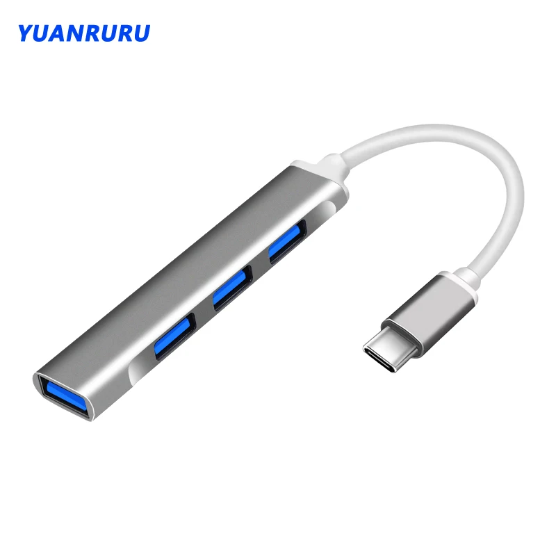 USB-концентратор 3,0, 4 порта USB 3,0 HubB, разветвитель с несколькими USB-портами, адаптер из алюминиевого сплава, подходит для Lenovo Macbook, компьютерные аксессуары для ПК