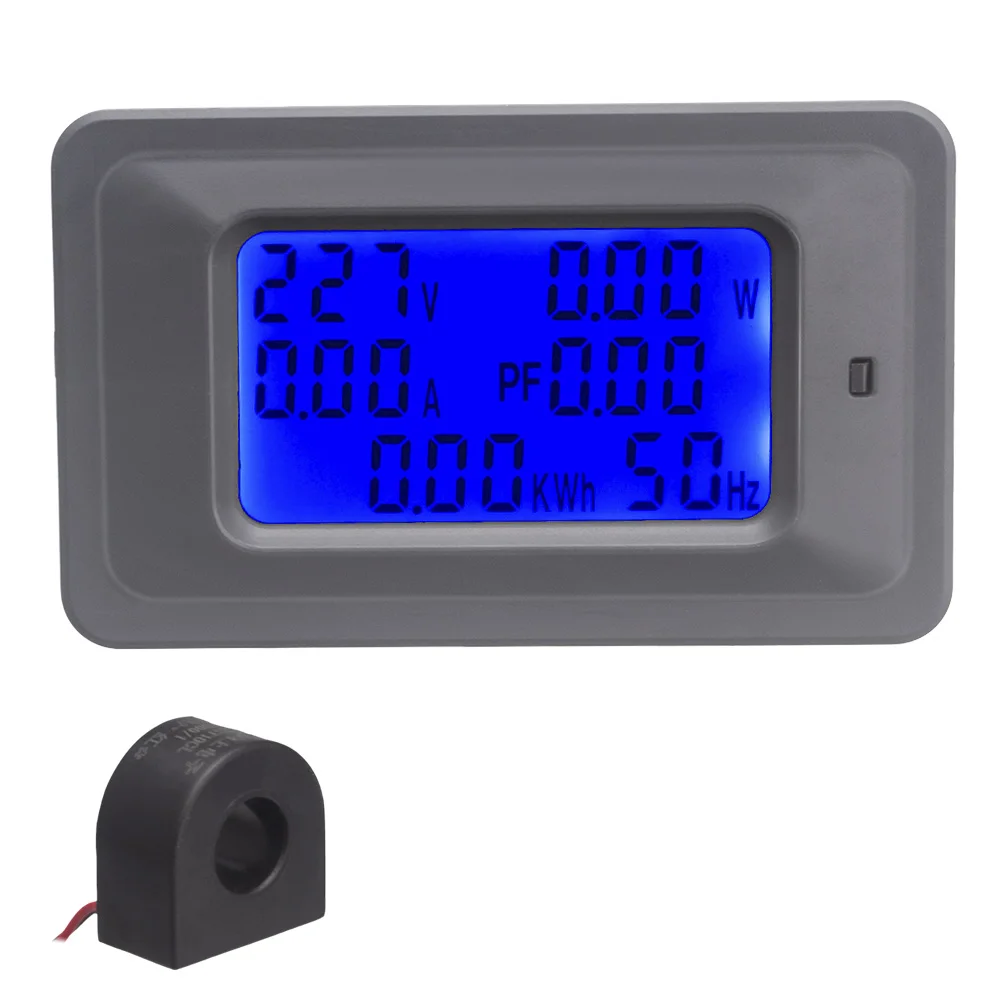 

6 IN 1 Digital Voltmeter Ammeter AC Voltage Tester 100A/20A 110~250V LCD Panel Monitor Hz Power Energy Meter