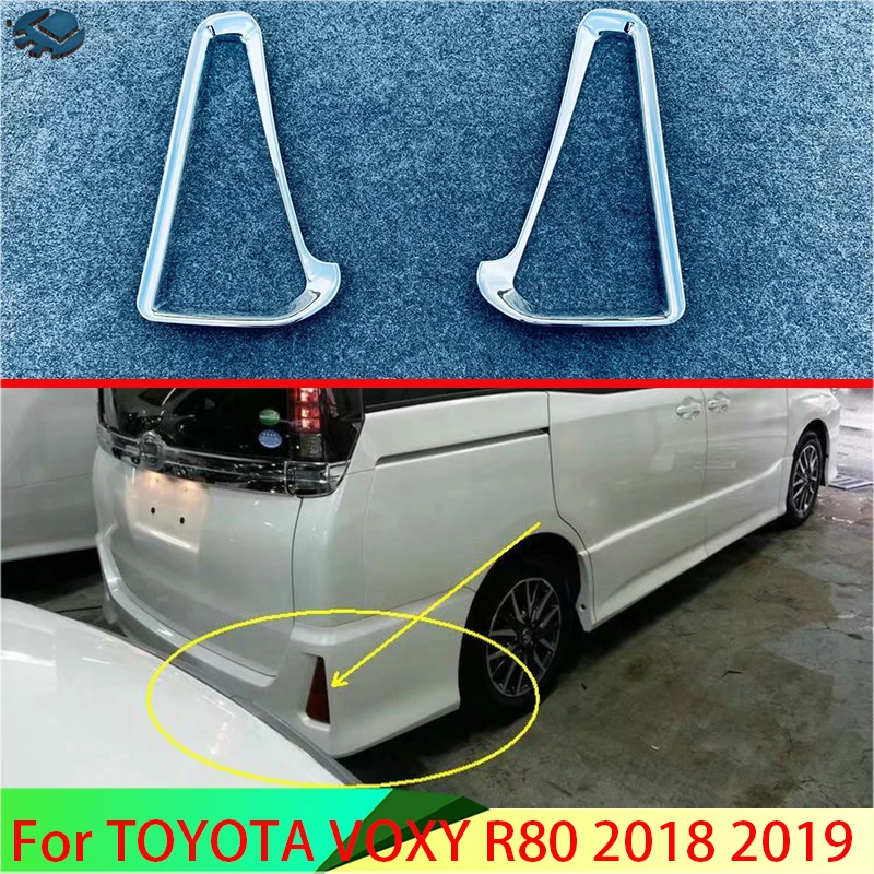 For TOYOTA VOXY R80 2018 2019 ABS Chrome Rear Reflector Fog Light Lamp Cover Trim Bezel Frame Styling Garnish