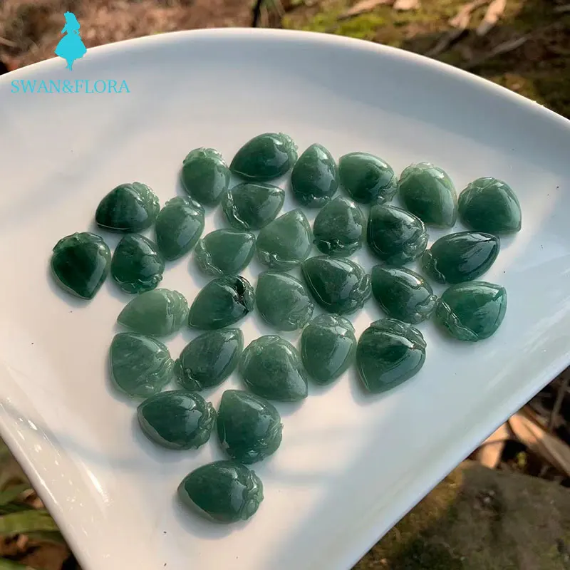 Natural Myanmar Jade Jadeite Pendant Necklace High-End Gift Hand Carved Flowers Women Fine Burma Jade Gemstone Green