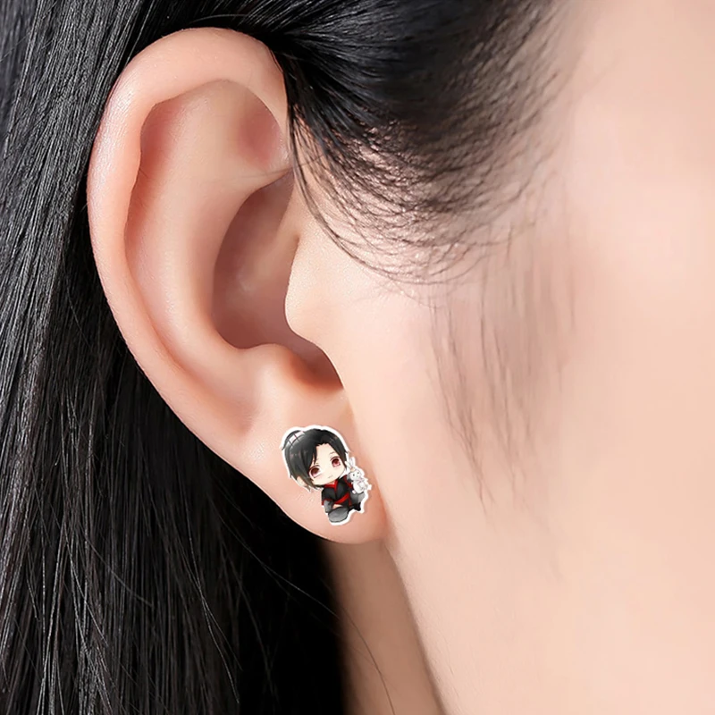 Supernatural Cartoon Pattern Stainless Steel Ear Craft Resin Epoxy Earrings Accessories