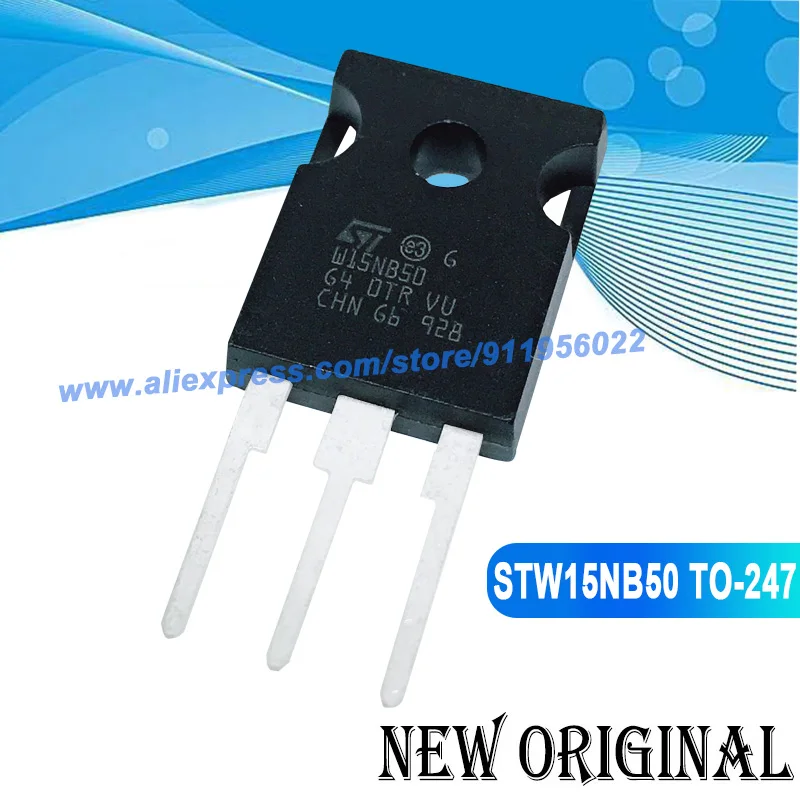 (5 Pieces) W15NB50 STW15NB50 TO-247 500V 14.6A / W60N10 STW60N10 100V 60A / W6NC90Z STW6NC90Z 900V 6A TO-247