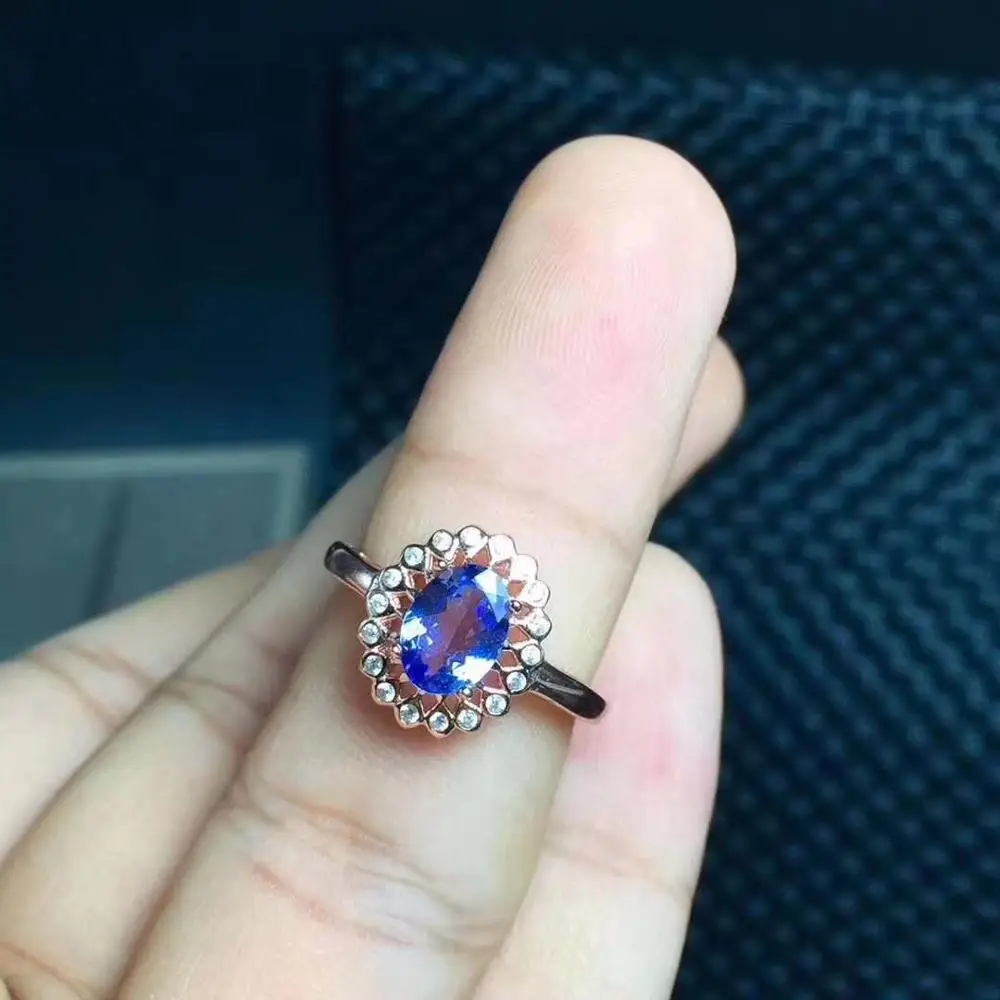 

Natural And Real Tanzanite luxury ring ring Free shipping gemstone 925 sterling silver Fine jewelry