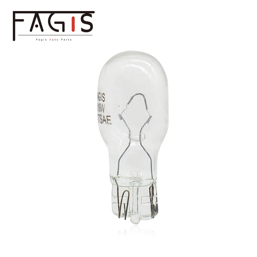 Fagis 10 Uds vidrio transparente blanco cálido T15 W16W lámpara halógena 12V 16W luz Interior bombillas halógenas