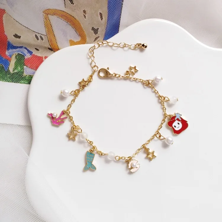 Japanese Cute Cartoon Cinderella Alice Mermaid Snow White Bracelets Alice in Wonderland Fairy tale Bracelets For Women Girls