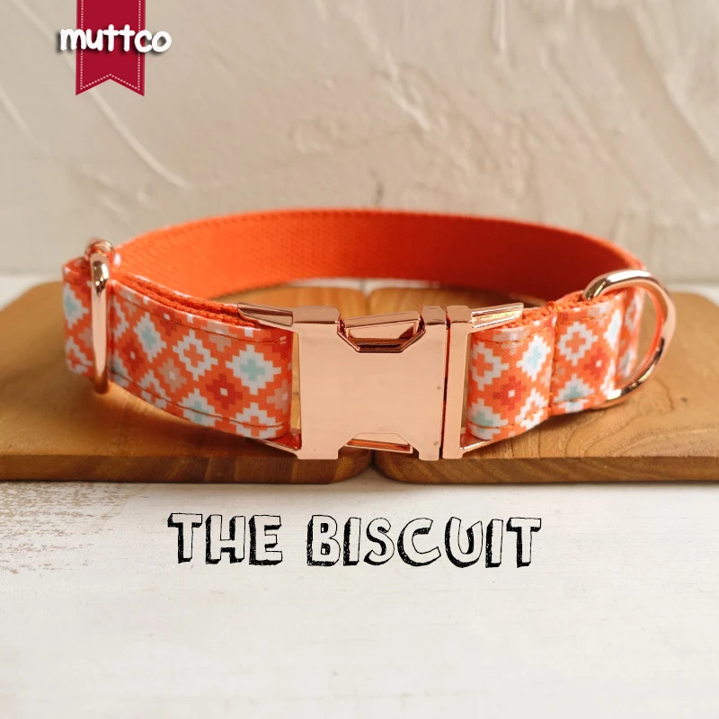 MUTTCO retailing handmade particular collar THE BISCUIT fashionable glossy dog collars and leashes with bow tie 5 sizes UDC065M