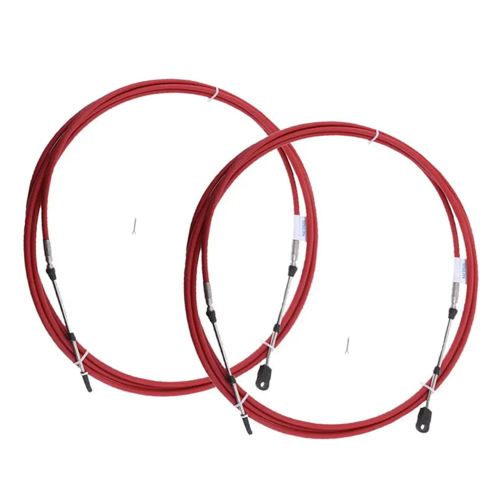 Conjunto de Cable de Control de cambio de acelerador fuera de borda para sistema de dirección de barco marino, rojo, 14 pies, 2 piezas