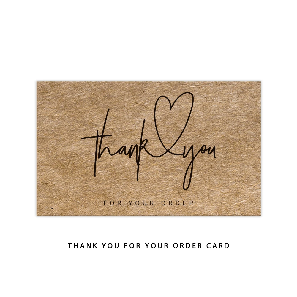 30pcs/bag Kraft Paper Thank You Card Enterprise Store Business Thank You Order Card Wholesale Gift Decoration Card