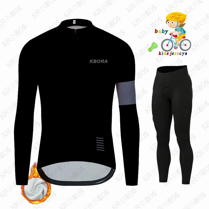 KBORA Kids Cycling Jersey Set Winter Thermal Fleece Children Cycling Clothing Bike Bicycle Bike Suit Boys Cycling Ropa Ciclismo