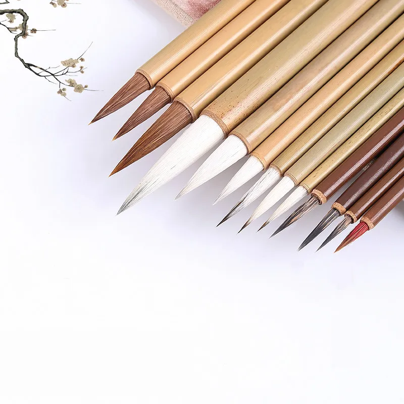 11pcs/set Chinese Painting Brush Set Weasel Hair Chinese Calligraphy Brushes Ink Painting Fine Line Brush Pen Painting Supplies