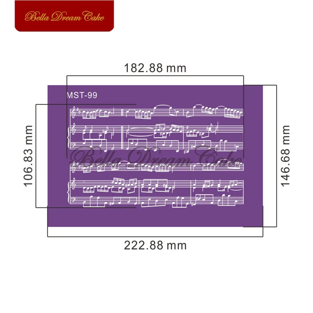 Musical Notation Staff Design Mesh Stencil For Wedding Cake Border Stencils Fondant Lace Mould Cake Decorating Tool Cake Mold