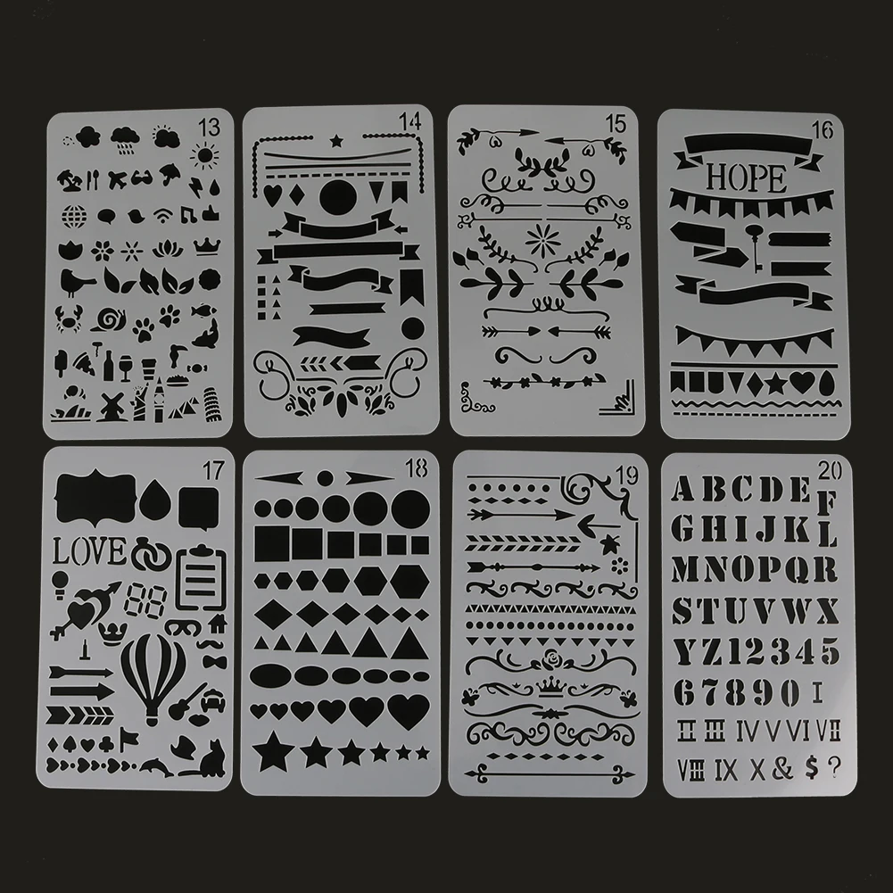 20 Pcs Layering Stencils for Scrapbooking/Photo Album Stamps Embossing DIY Template Letter Stencil para pintura em parede