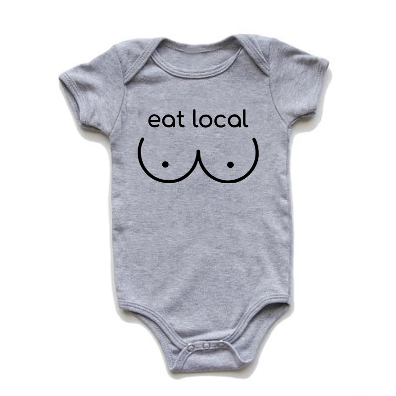 Breastfeeding Eat Local Newborn Baby Bodysuits Funny Cotton Baby Summer Short Sleeve Jumpsuit Casual Boys Girls Onesie Clothes