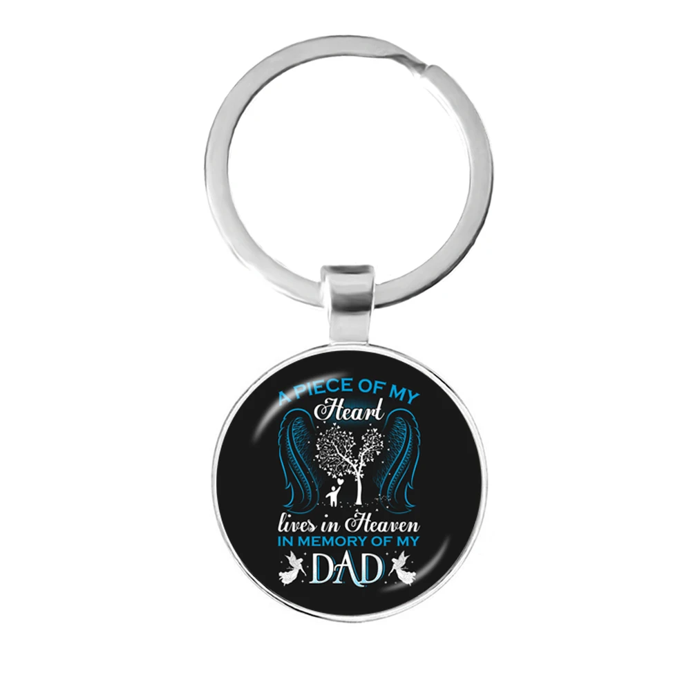 Tree Of Life Angel Wing Glass Dome Keychains Keyring A Piece Of My Heart Lives In Heaven In My Memory Of My Son Daughter Dad Mom