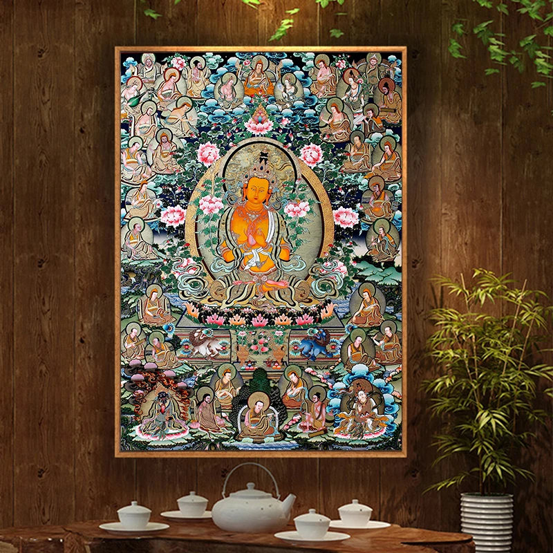 

Buddha Painting Thangka India Chinese Religion Style Canvas Print Painting Poster Art Wall Pictures for Hallway Home Decor